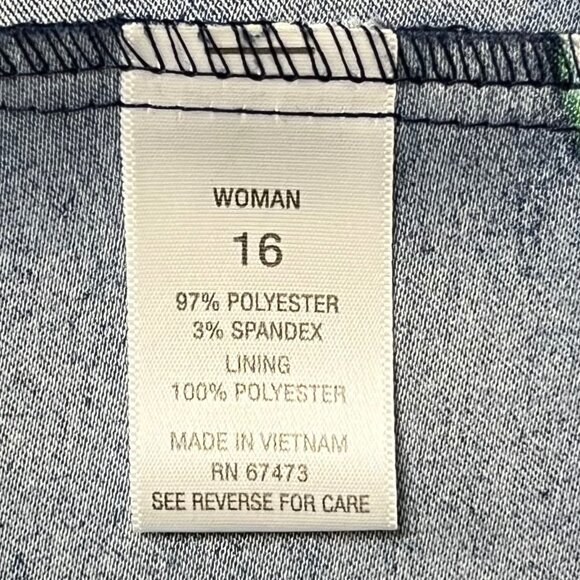 Dress 16W Dress Barn Navy Sleeveless Floral Striped Pockets Back Keyhole EUC - Picture 4 of 12